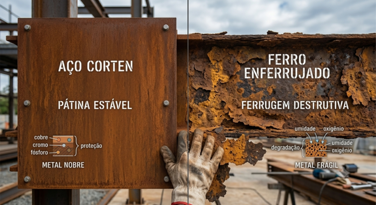Comparação entre Aço Corten vs Ferro Enferrujado